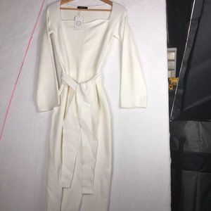 LILLUSORY Women's Dress - Long Sleeve Ribbed designed Knit - Sculpted Collar